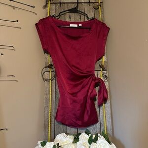 New York & Company Women’s Magenta Size XS Satin Blouse